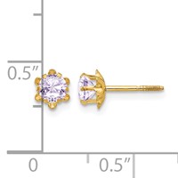 14K Yellow Gold Madi K 4mm Round CZ June Birthstone Screwback Post Earrings view 4