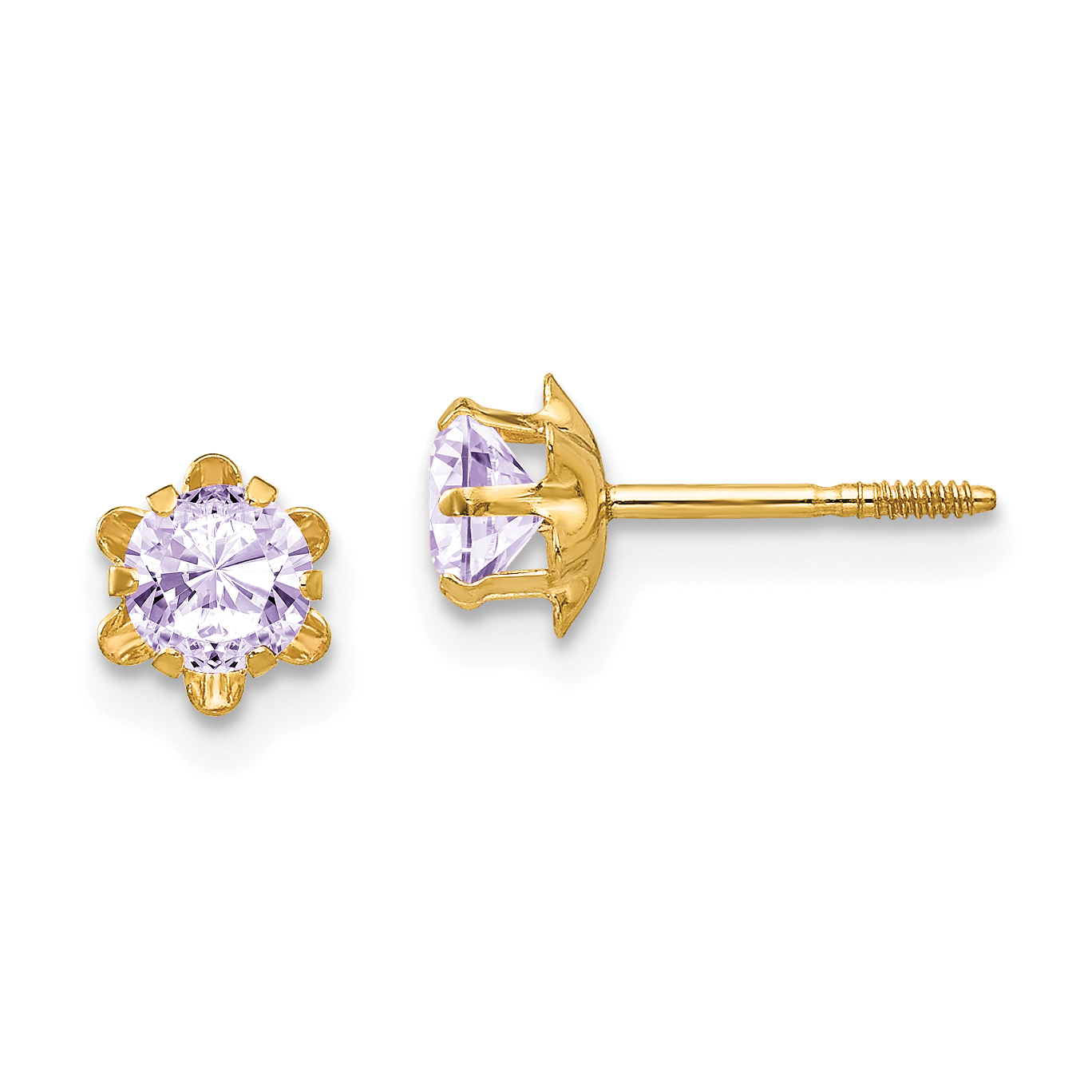 14k Madi K 4mm CZ Birthstone (Jun) Screwback Earrings (SE164)