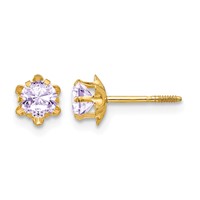 14K Yellow Gold Madi K 4mm Round CZ June Birthstone Screwback Post Earrings view 1