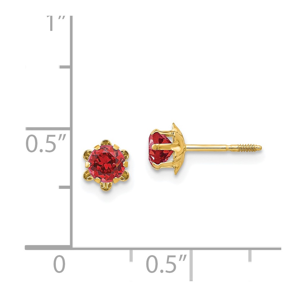 14k Madi K 4mm CZ Birthstone (Jul) Screwback Earrings (SE165)