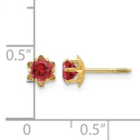 14K Yellow Gold Madi K 4mm Round CZ July Birthstone Screwback Post Earrings view 4