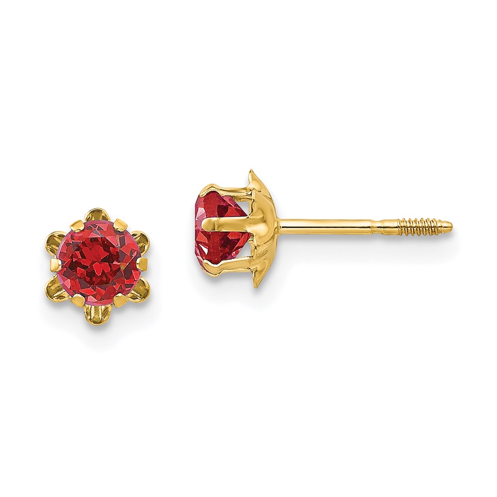 14k Madi K 4mm CZ Birthstone (Jul) Screwback Earrings (SE165)