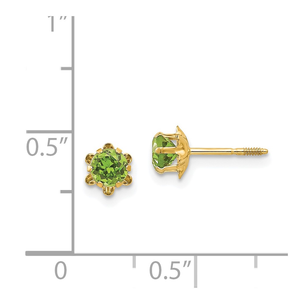 14k Madi K 4mm CZ Birthstone (Aug) Screwback Earrings (SE166)