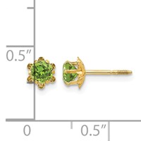 14K Yellow Gold Madi K 4mm Round CZ August Birthstone Screwback Post Earrings view 4