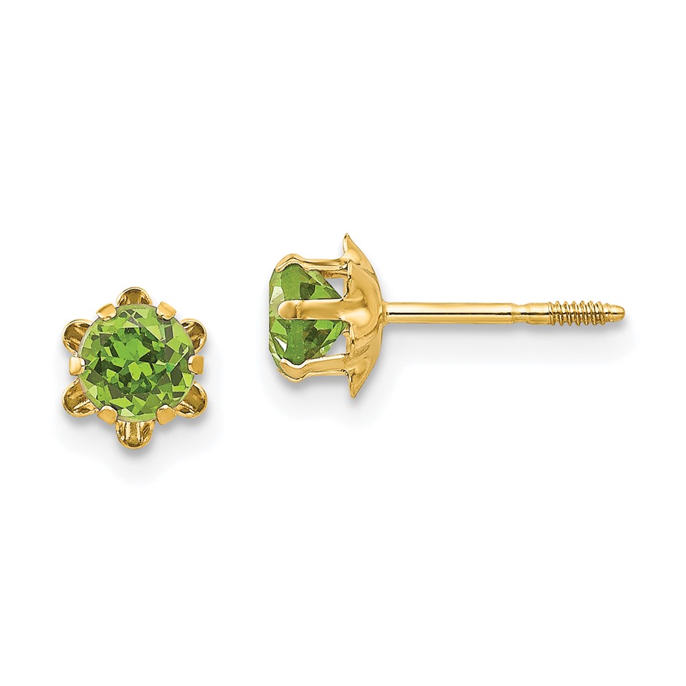 14k Madi K 4mm CZ Birthstone (Aug) Screwback Earrings (SE166)