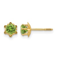 14K Yellow Gold Madi K 4mm Round CZ August Birthstone Screwback Post Earrings view 1