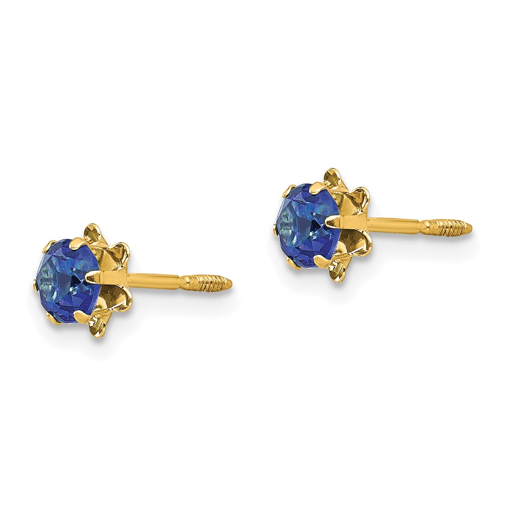 14k Madi K 4mm CZ Birthstone (Sep) Screwback Earrings (SE167)