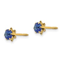 14K Madi K 4mm Round CZ September Birthstone Screwback Post Earrings view 2