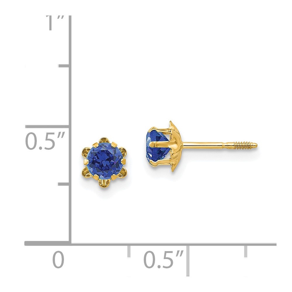 14k Madi K 4mm CZ Birthstone (Sep) Screwback Earrings (SE167)