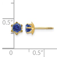14K Madi K 4mm Round CZ September Birthstone Screwback Post Earrings view 4