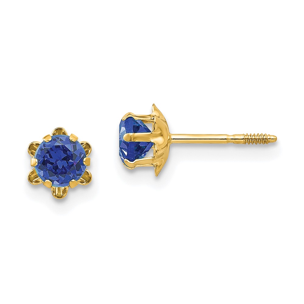 14k Madi K 4mm CZ Birthstone (Sep) Screwback Earrings (SE167)