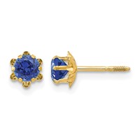 14K Madi K 4mm Round CZ September Birthstone Screwback Post Earrings view 1