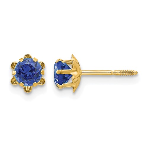 14K Yellow Gold Madi K 4mm Round CZ September Birthstone Screwback Post Earrings