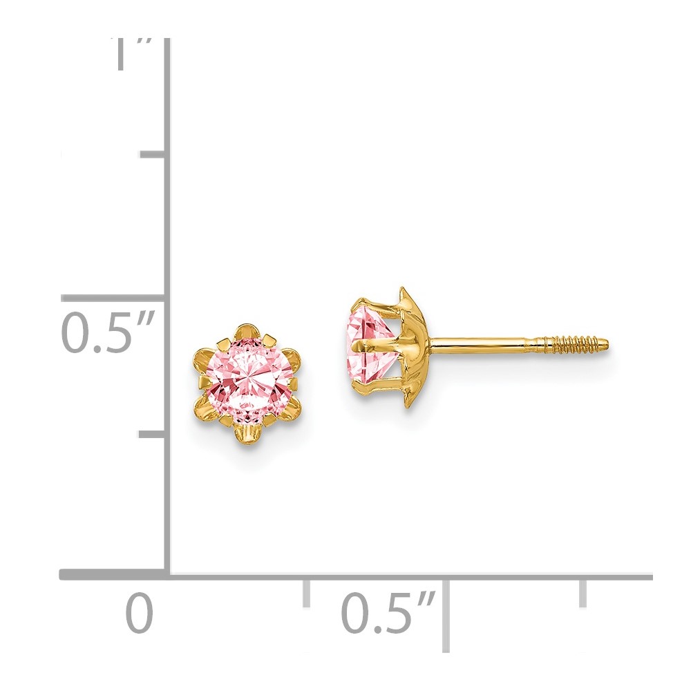 14k Madi K 4mm CZ Birthstone (Oct) Screwback Earrings (SE168)