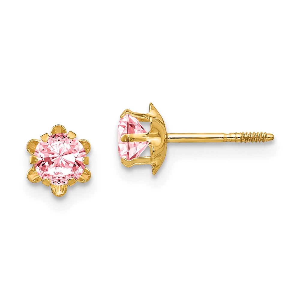 14k Madi K 4mm CZ Birthstone (Oct) Screwback Earrings (SE168)