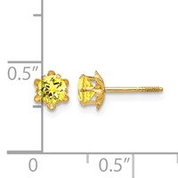 14K Yellow Gold Madi K 4mm Round CZ November Birthstone Screwback Post Earrings view 4
