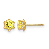 14K Yellow Gold Madi K 4mm Round CZ November Birthstone Screwback Post Earrings view 1