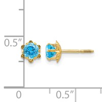 14K Yellow Gold Madi K 4mm Round CZ December Birthstone Screwback Post Earrings view 4