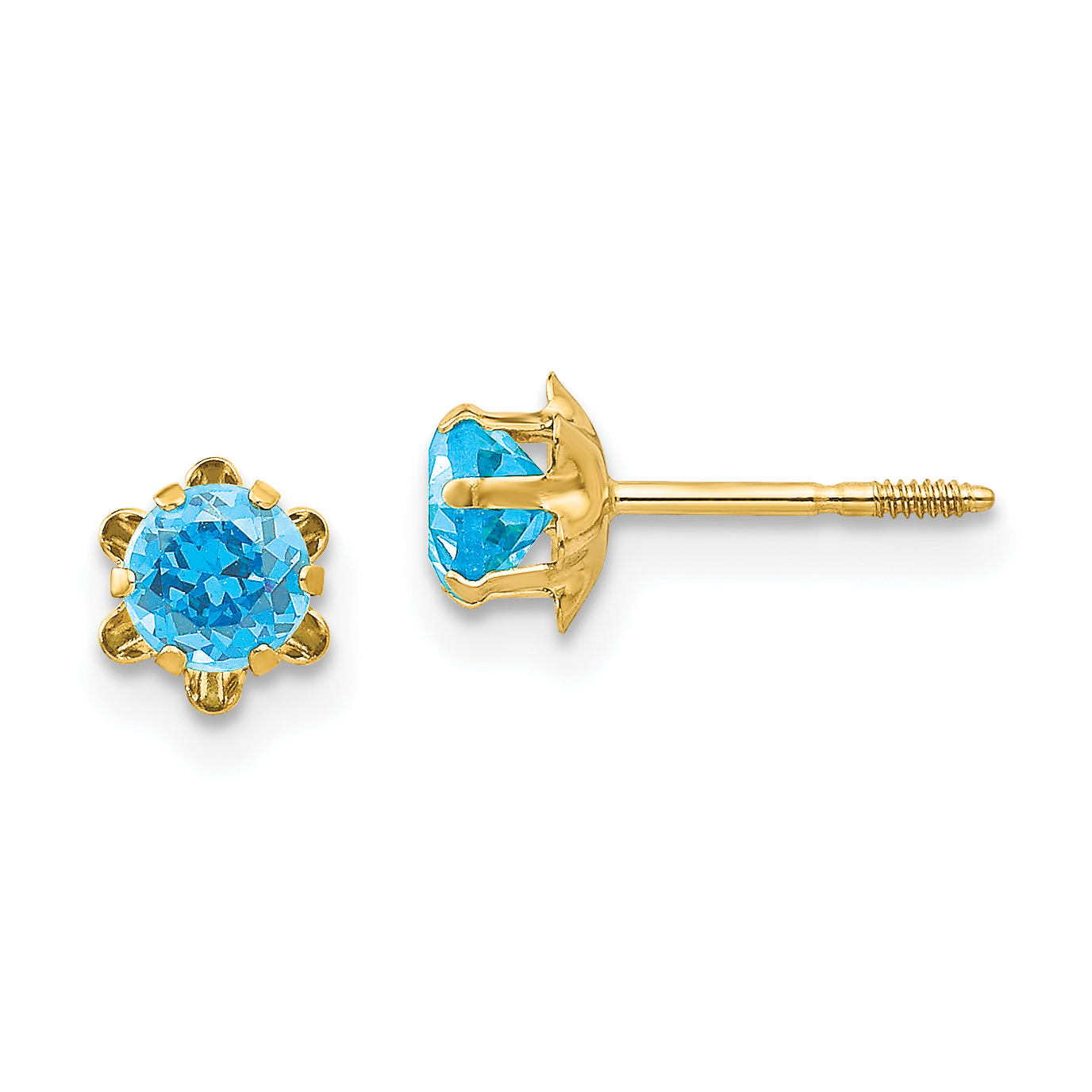 14k Madi K 4mm CZ Birthstone (Dec) Screwback Earrings (SE170)
