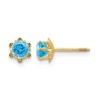 14K Yellow Gold Madi K 4mm Round CZ December Birthstone Screwback Post Earrings view 1