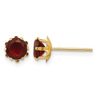 14K Madi K 5mm Round CZ January Birthstone Post Earrings view 1