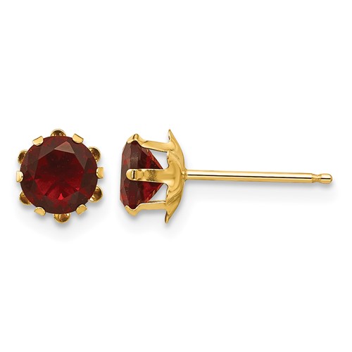 14K Yellow Gold Madi K 5mm Round CZ January Birthstone Post Earrings