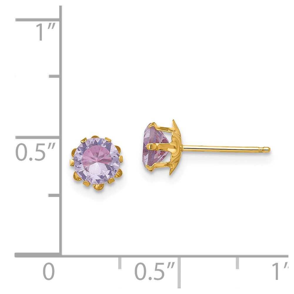14k Madi K 5mm CZ Birthstone (Feb) Earrings (SE172)