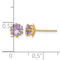 14K Yellow Gold Madi K 5mm Round CZ February Birthstone Post Earrings view 3
