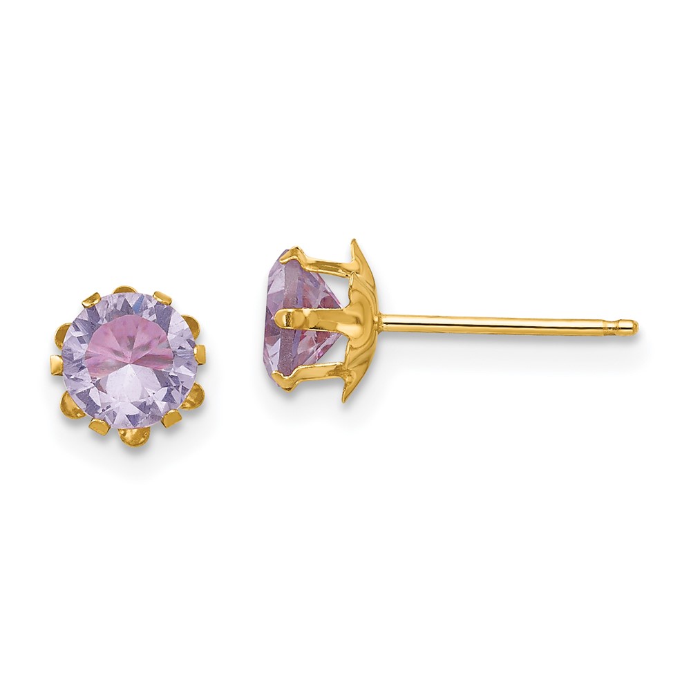 14k Madi K 5mm CZ Birthstone (Feb) Earrings (SE172)
