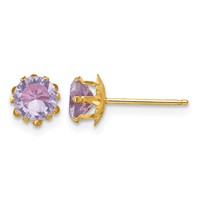 14K Yellow Gold Madi K 5mm Round CZ February Birthstone Post Earrings view 1