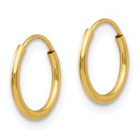 14K Yellow Gold Madi K 1x 10mm Endless Hoop Earrings view 2