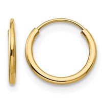 14K Yellow Gold Madi K 1x 10mm Endless Hoop Earrings view 1