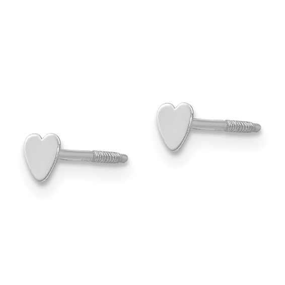 14k White Gold Madi K Tiny 4mm Heart Baby Screwback Post Earrings