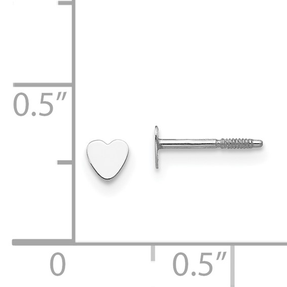 14k White Gold Madi K Tiny 4mm Heart Baby Screwback Post Earrings