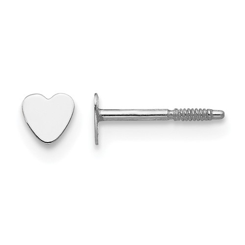 14K White Gold Madi K Tiny 4mm Heart Screwback Post Earrings