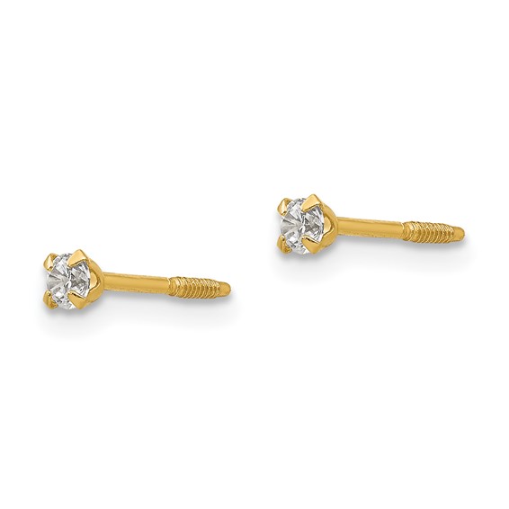 14k Madi K 2.25mm Round CZ Baby Screwback Post Earrings