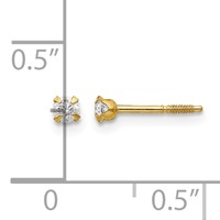 14K Yellow Gold Madi K 2.25mm Round CZ Screwback Post Earrings view 4