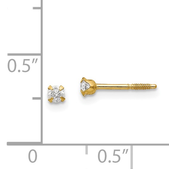 14k Madi K 2.25mm Round CZ Baby Screwback Post Earrings