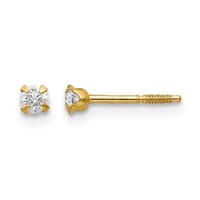 14K Yellow Gold Madi K 2.25mm Round CZ Screwback Post Earrings view 1