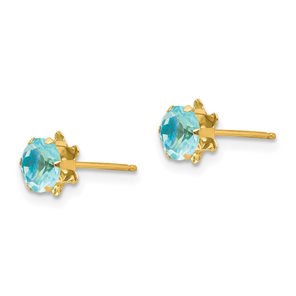 14k Madi K 5mm CZ Birthstone (Mar) Earrings (SE173)