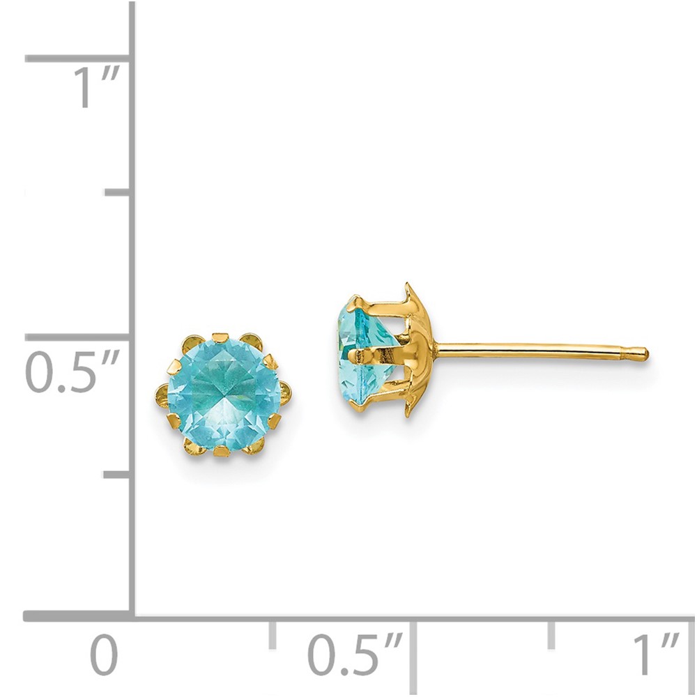14k Madi K 5mm CZ Birthstone (Mar) Earrings (SE173)