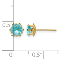 14K Yellow Gold Madi K 5mm Round CZ March Birthstone Post Earrings view 4