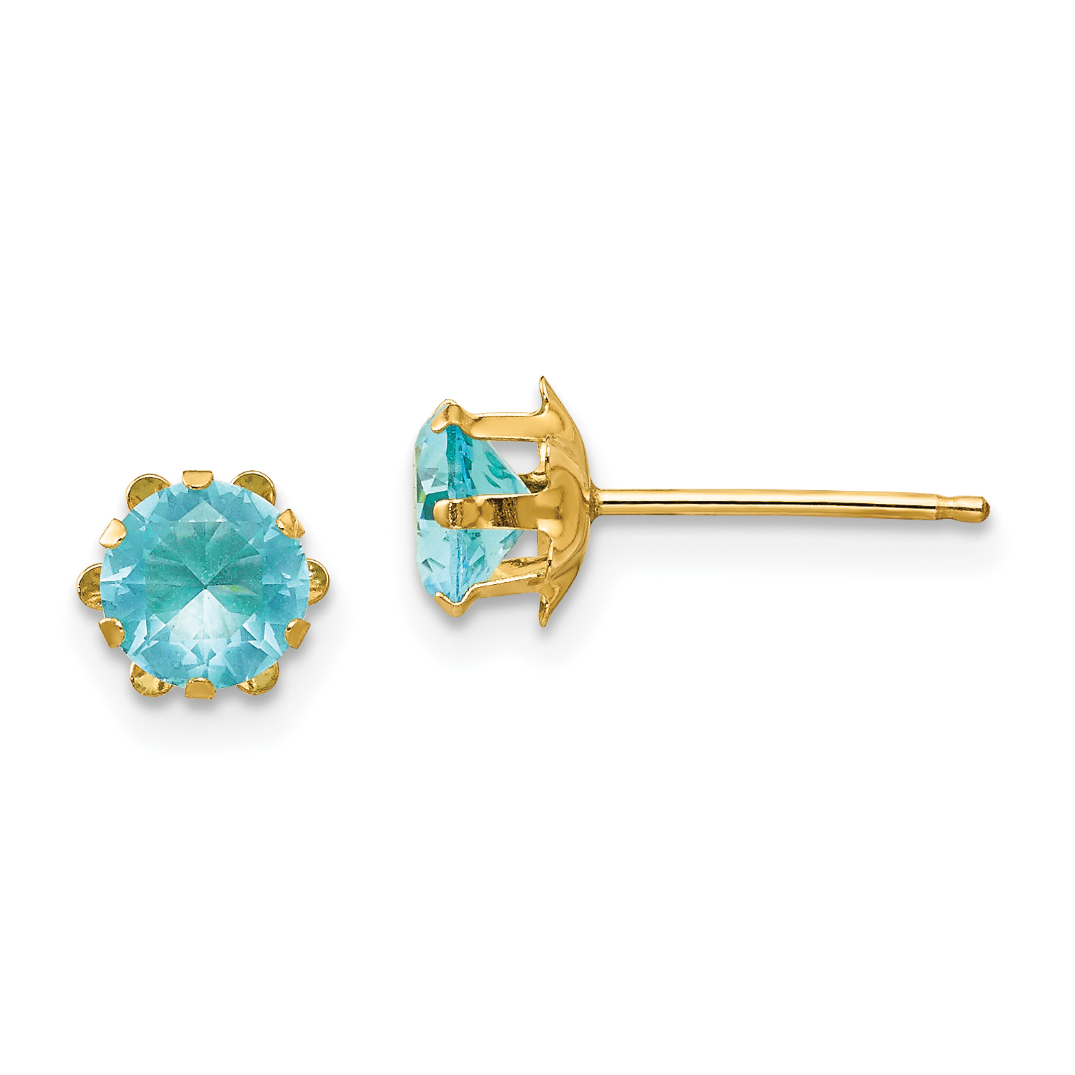 14k Madi K 5mm CZ Birthstone (Mar) Earrings (SE173)