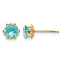14K Yellow Gold Madi K 5mm Round CZ March Birthstone Post Earrings view 1
