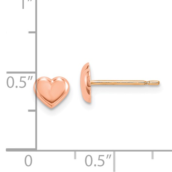 14k Rose Gold Madi K 6.00mm Heart Childrens Post Earrings