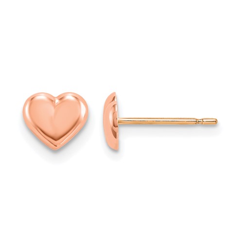 14K Rose Gold Madi K 6.00mm Heart Post Earrings