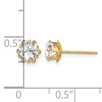 14K Yellow Gold Madi K 5mm Round CZ April Birthstone Post Earrings view 4
