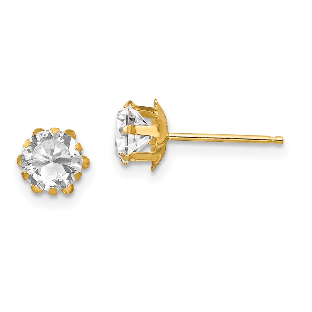14k Madi K 5mm CZ Birthatone (Apr) Earrings (SE174)