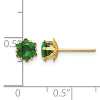 14K Yellow Gold Madi K 5mm Round CZ May Birthstone Post Earrings view 4