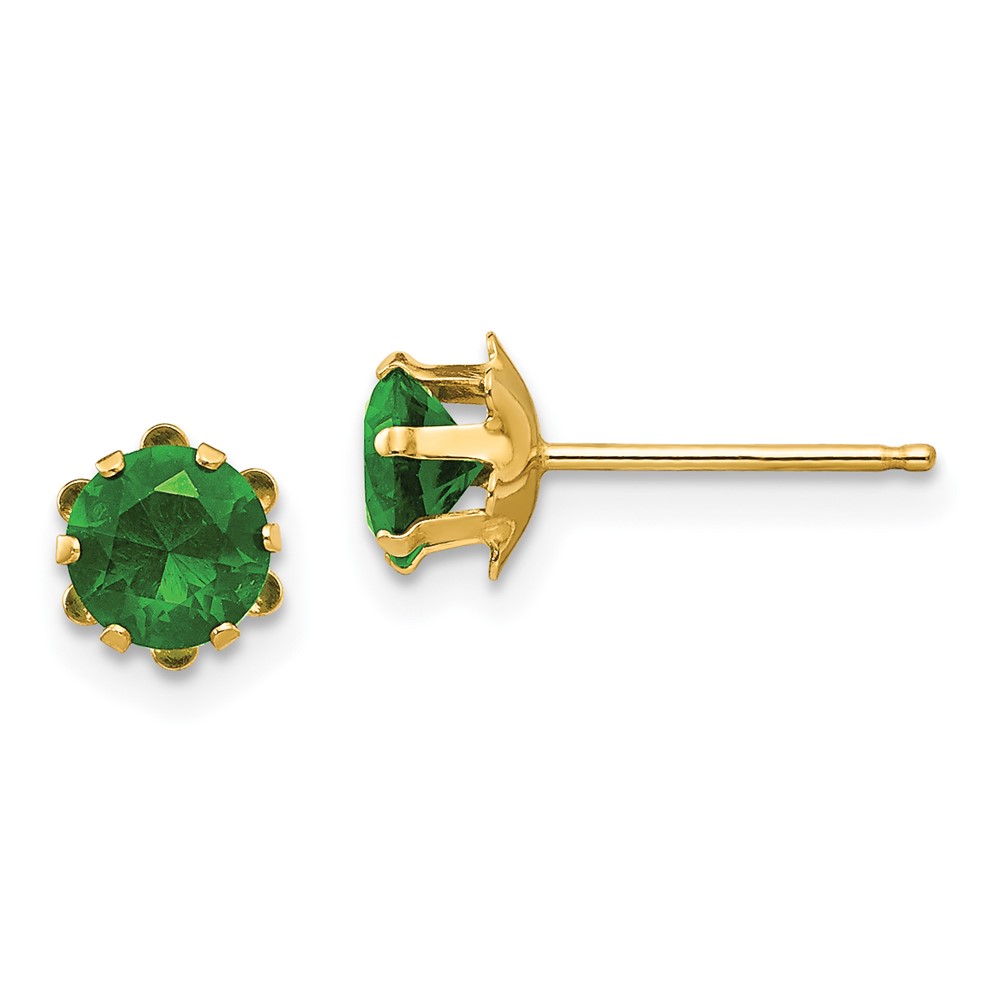 14k Madi K 5mm CZ Birthstone (May) Earrings (SE175)